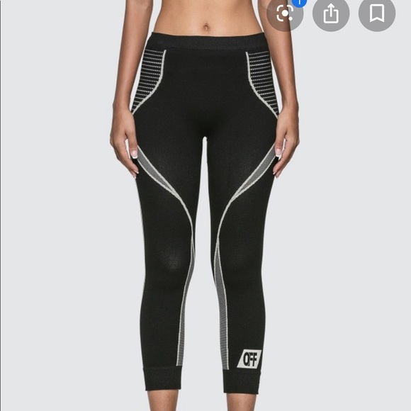Off-White Pants - Off-White Cropped Athletic Leggings